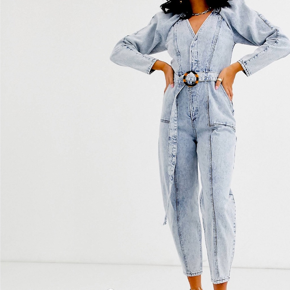 Denim acid wash jumpsuit